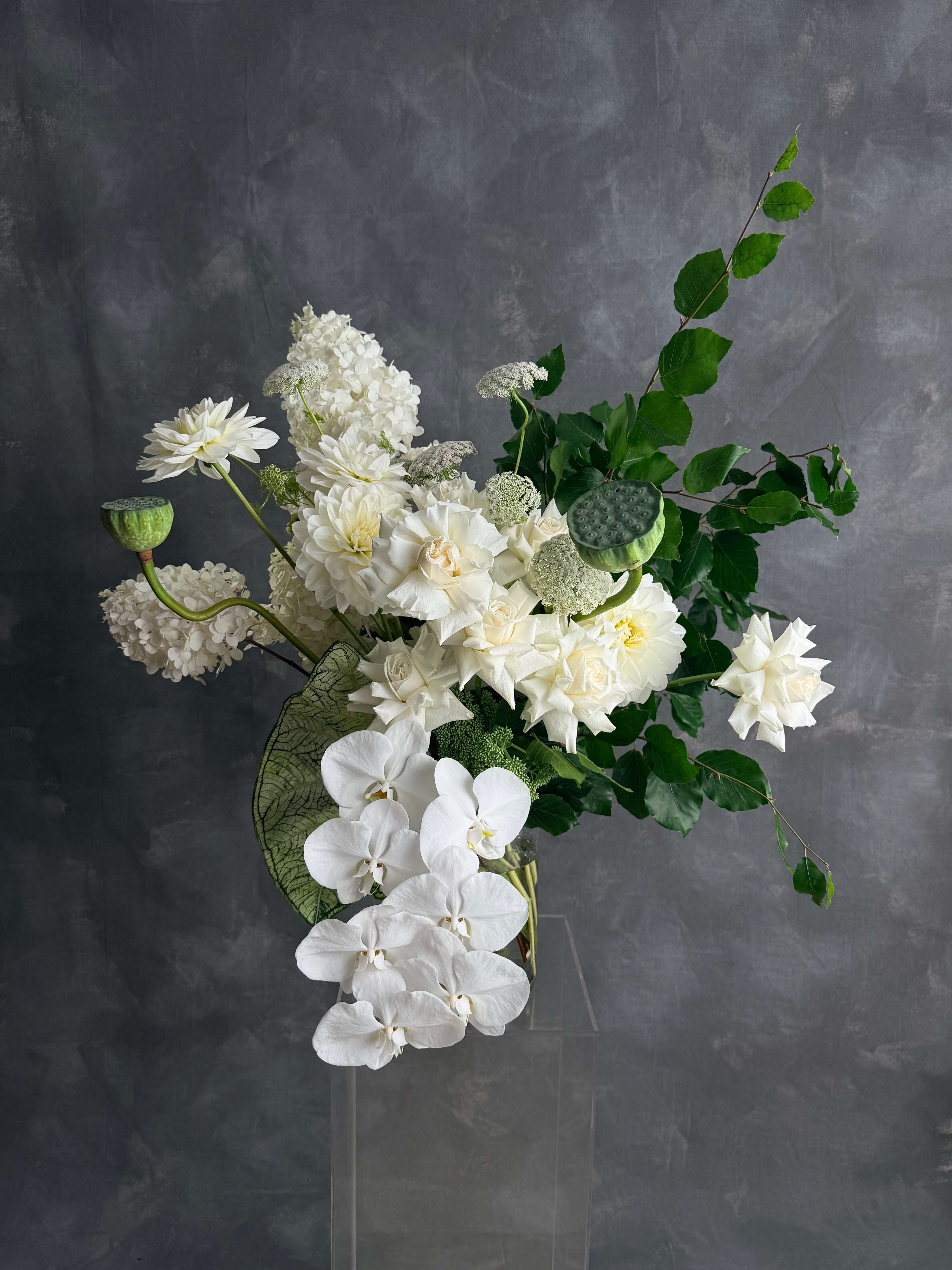 White flower bouquet - orchid bouquet - luna bouquet - Templem Florist - Byron Bay flower delivery - Mother's Day flowers